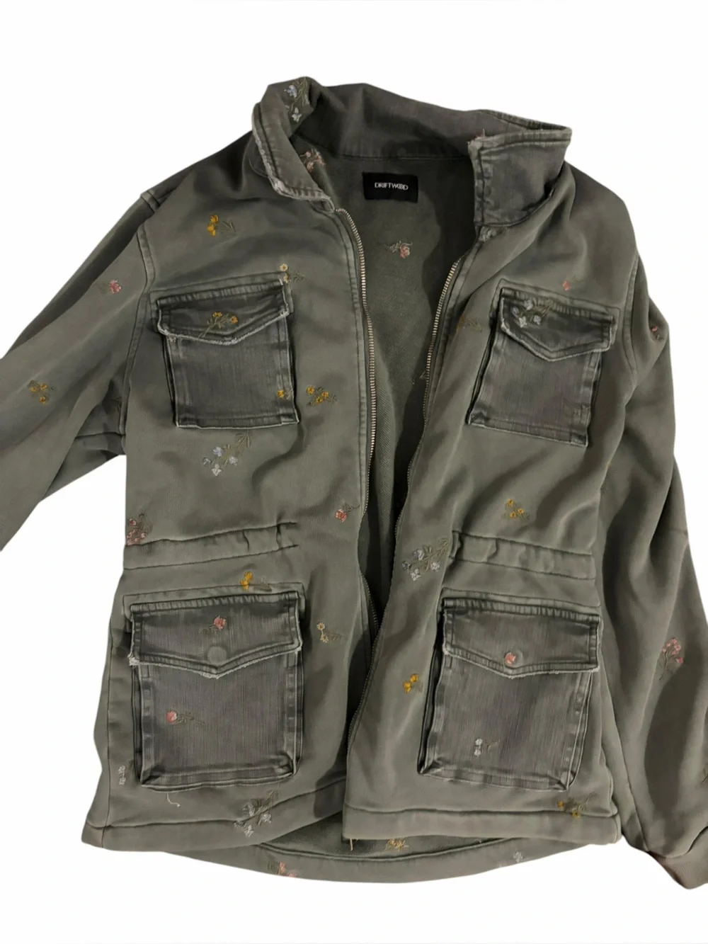 Dirty Laundry Olive Green Embroidered Cargo Pants